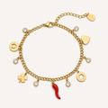 Bracciale Portafortuna con Quadrifoglio e Cornetto.