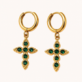 Orecchini Croce Verde Reale