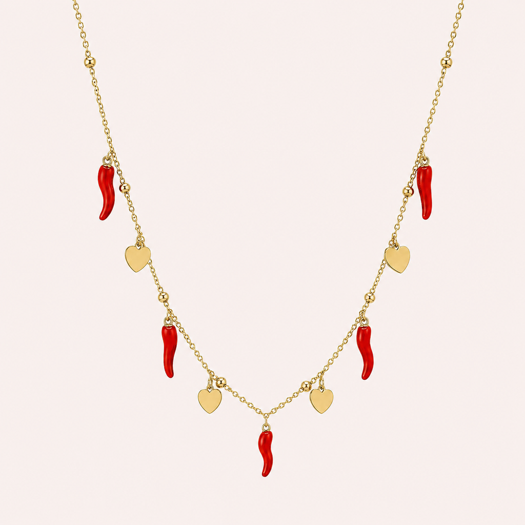 Good Luck Hearts Necklace with little horns