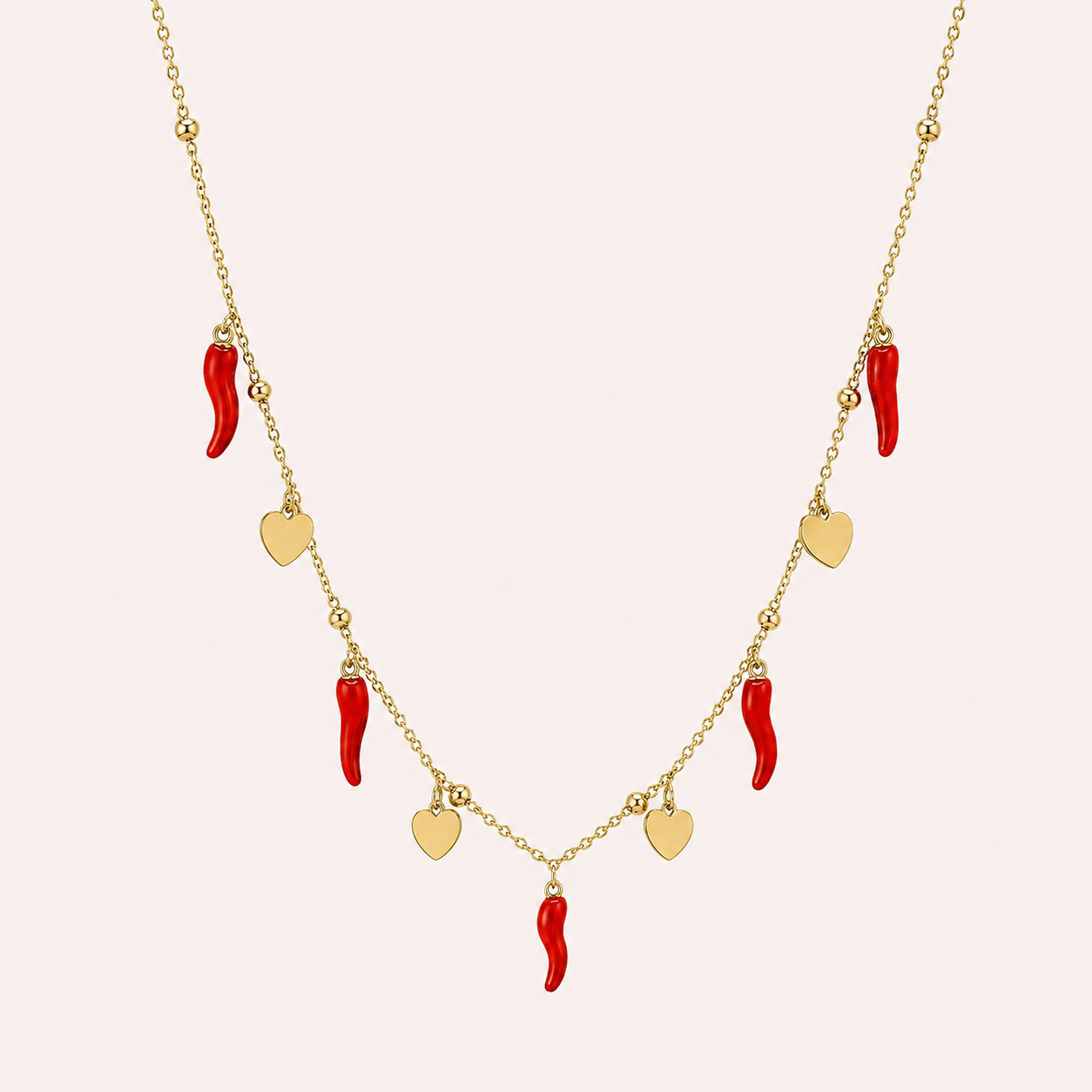 Good Luck Hearts Necklace with little horns